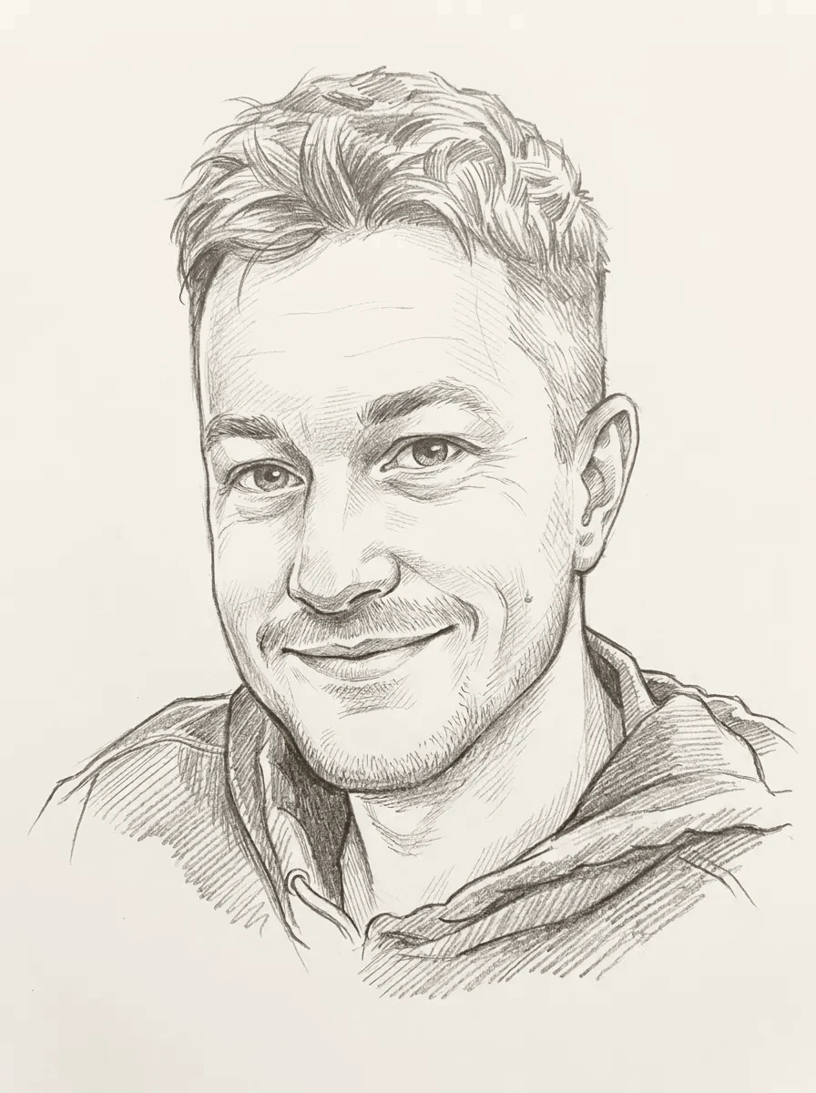 Sketch portrait of Justin Blakey